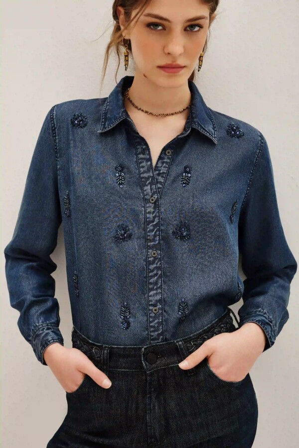 Camisa Metal Saree Azul
