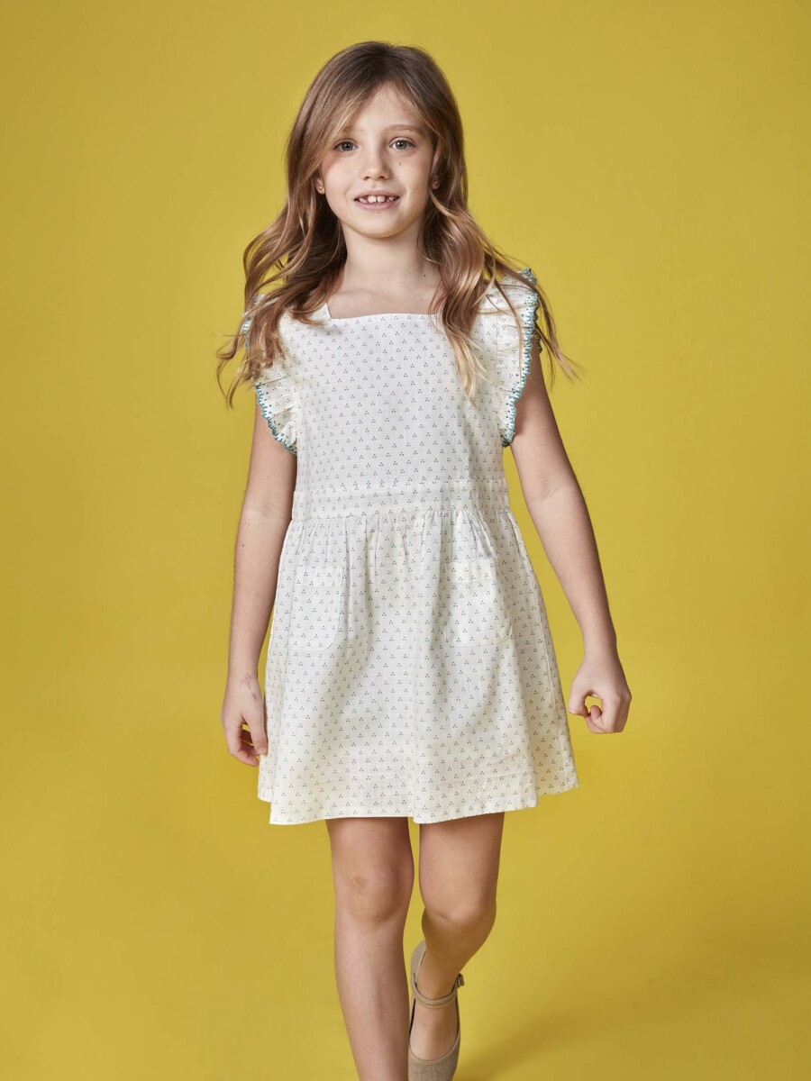 Vestido Con Lunares Pequeã±os Con Bordad Blanco