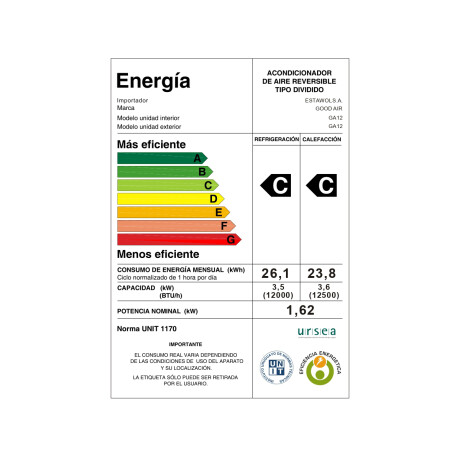 Aire Acondicionado Goodair 12.000 BTU Aire Acondicionado Goodair 12.000 BTU