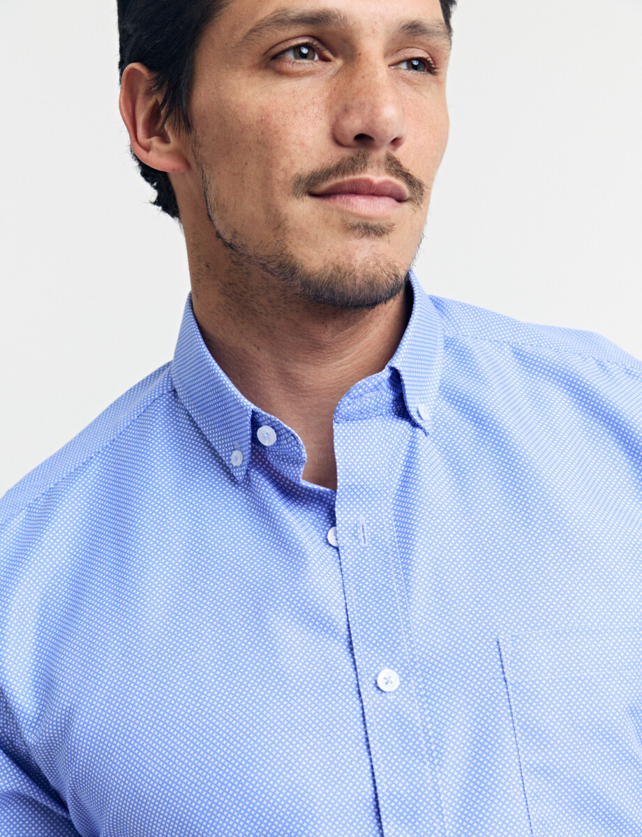 012654 CAMISA HARRINGTON LABEL Celeste/blanco