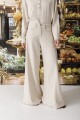 PANTALON WIDE XL LINEN SS26 Crudo Rayas