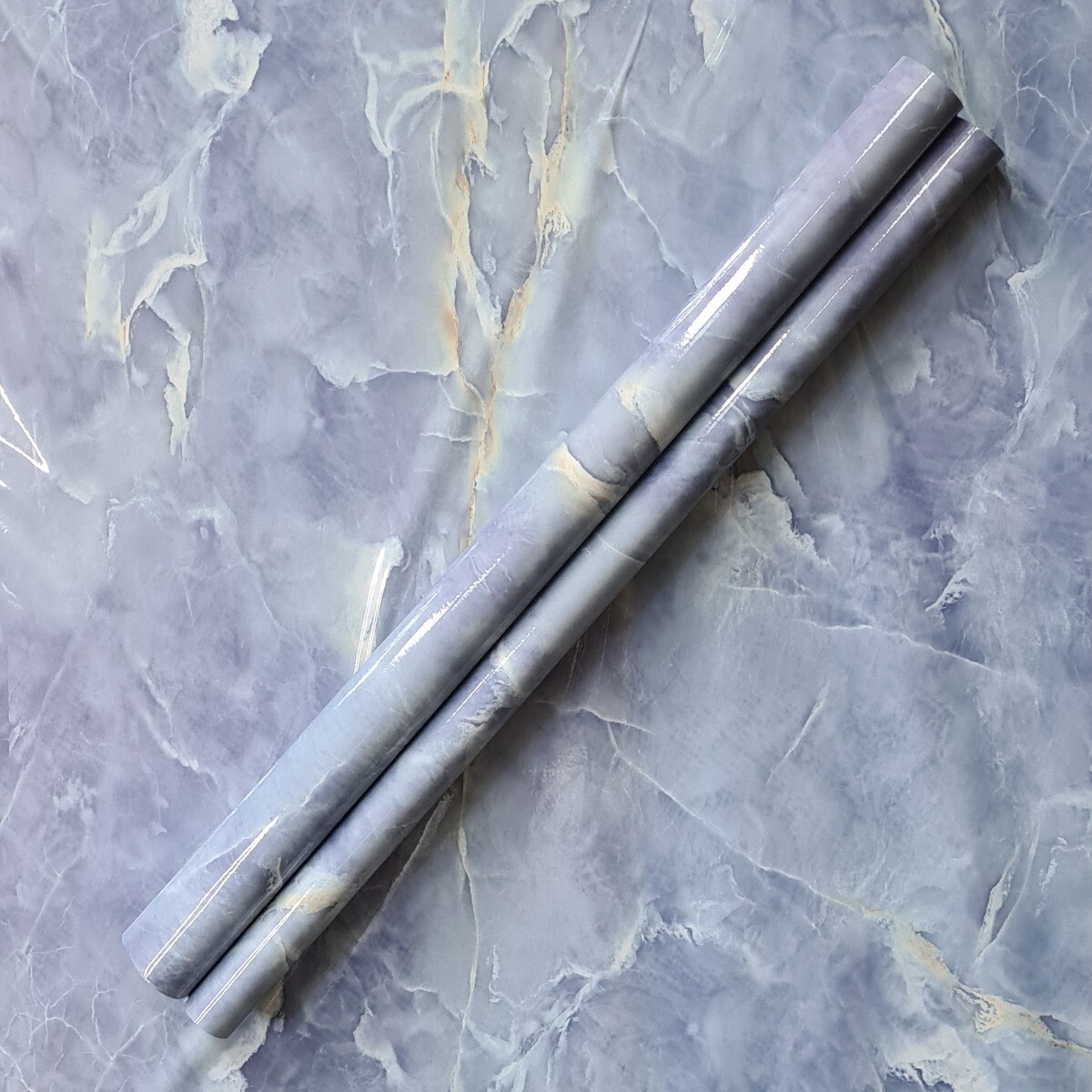 Papel Adhesivo Empapelar Lavable Simil Mármol 200x60 Cm X3 - Variante Mármol Color Celeste 