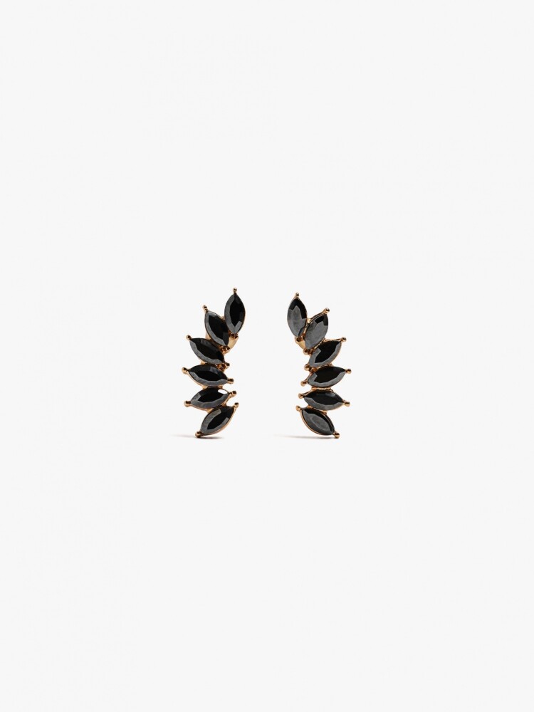 Pendientes Hojas Con Cristales dorado