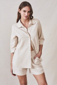 Camisola Lino Beige Melange