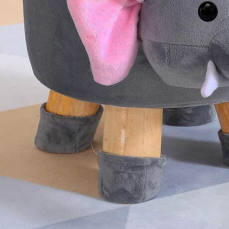 Puff Banqueta Banco De Tela Animales Patas De Madera Elefante