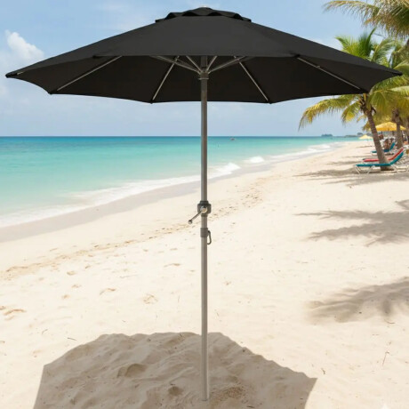 Sombrilla Jardín 2,10m Con Manivela Exterior Resistente Negro