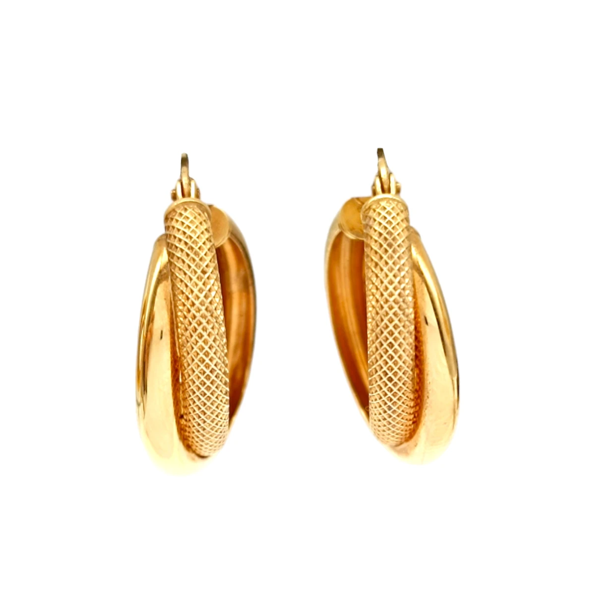 Caravanas aros de oro facetados inflados - Oro bajo - Sin piedra- CA8040 - sinpiedra 