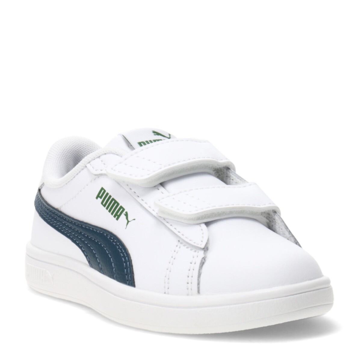 Championes Infantiles Puma Smash 3.0 Leather - Blanco - Azul Marino - Verde 