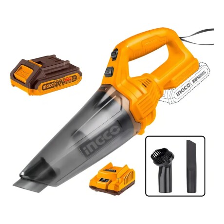 Aspiradora De Auto Ingco 20v P20s + Batería + Cargador + Acc Amarillo