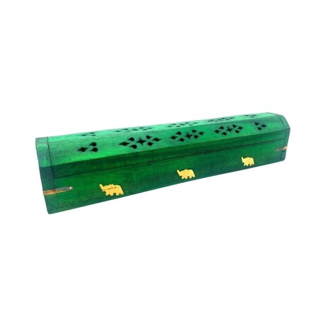 Porta Incienso Caja De Madera Verde