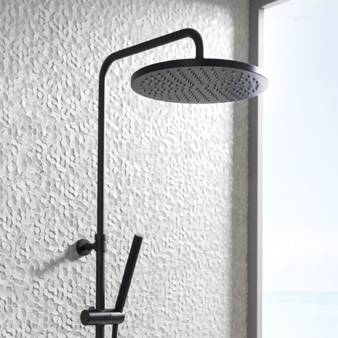 GRIFERIA ROSETA REDONDA 20CM NEGRO MATE PARA BAÑO NEGRO