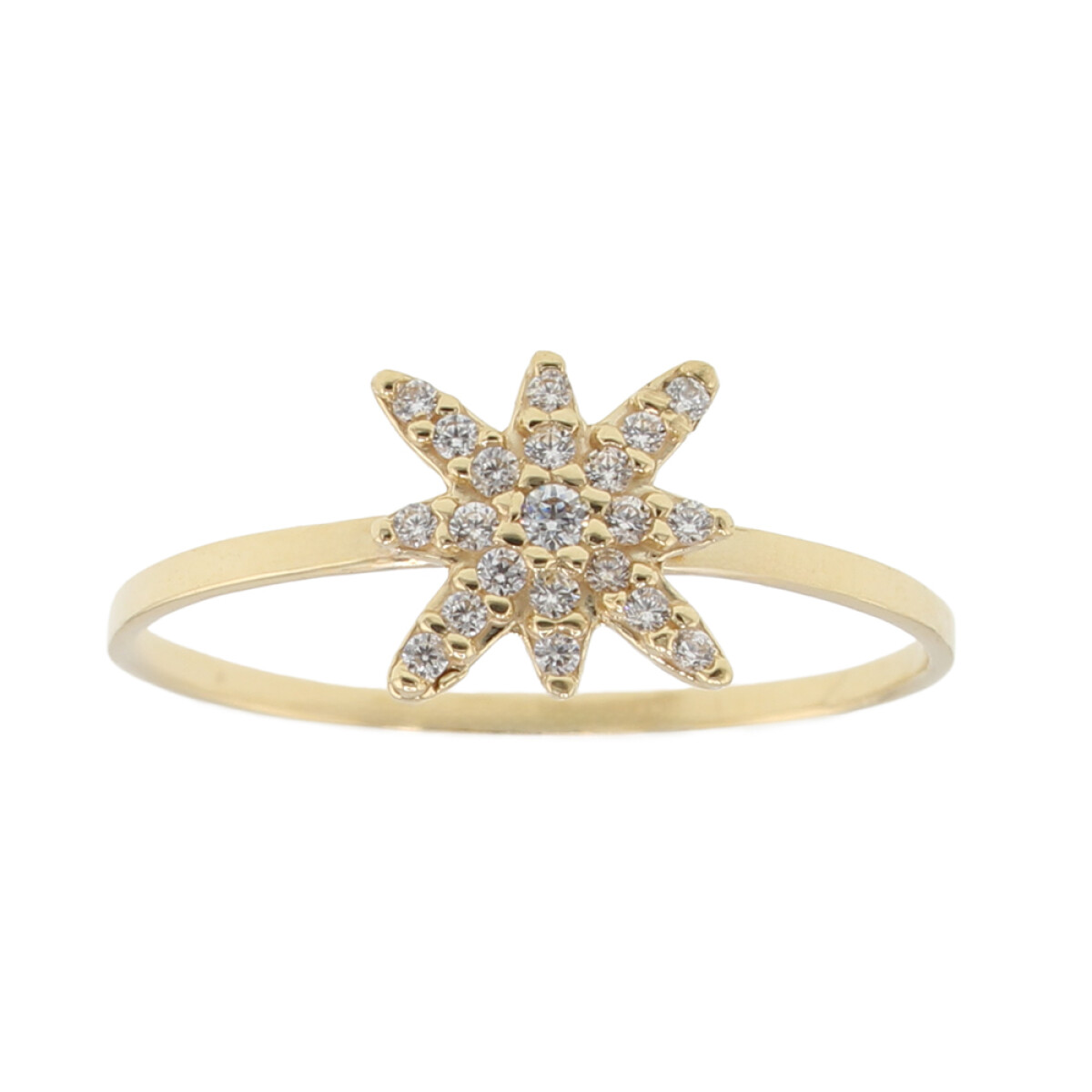 Anillo Estrella Radiante en Oro Amarillo 18k con circonias 