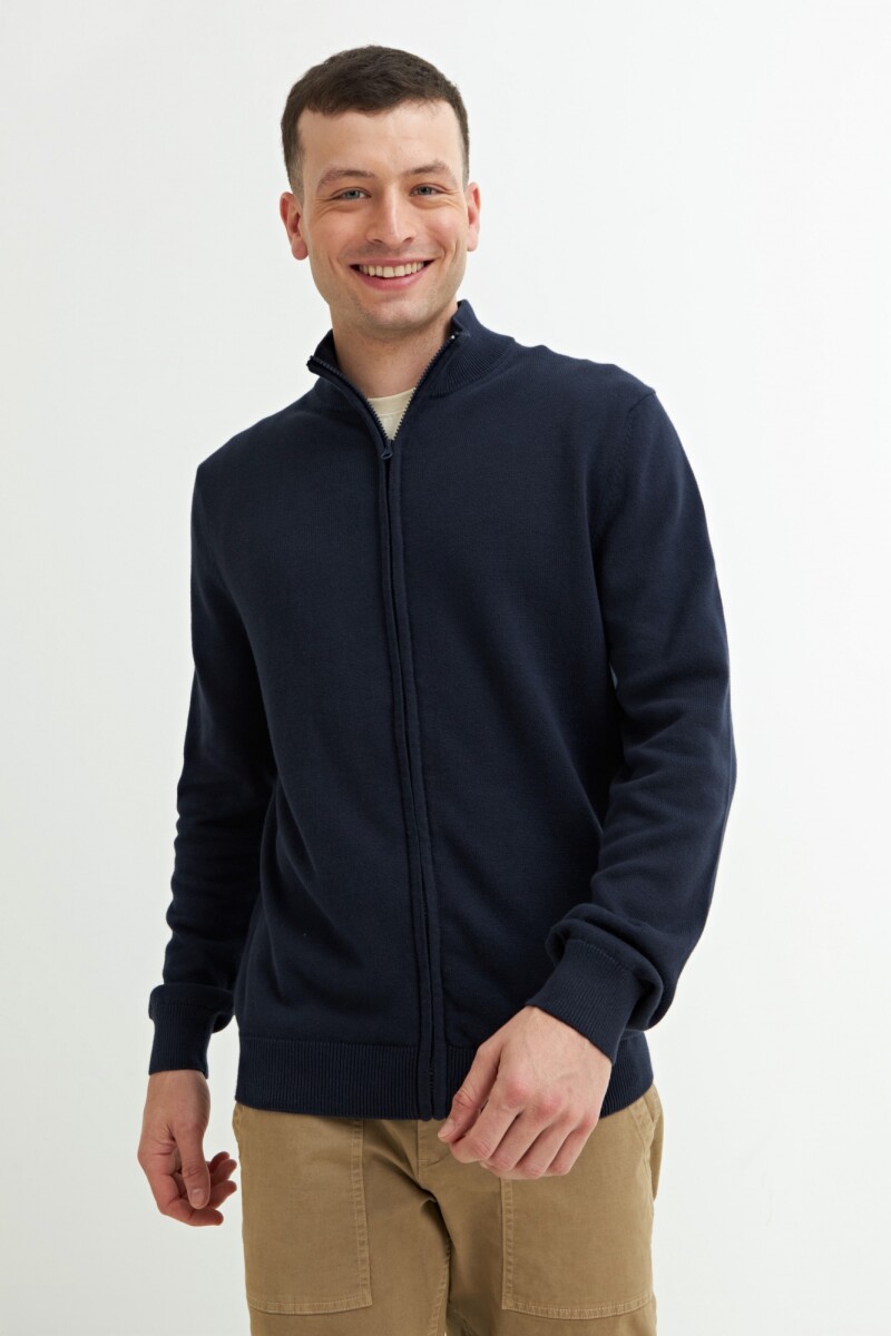 Campera liviana con cierre - Azul marino 