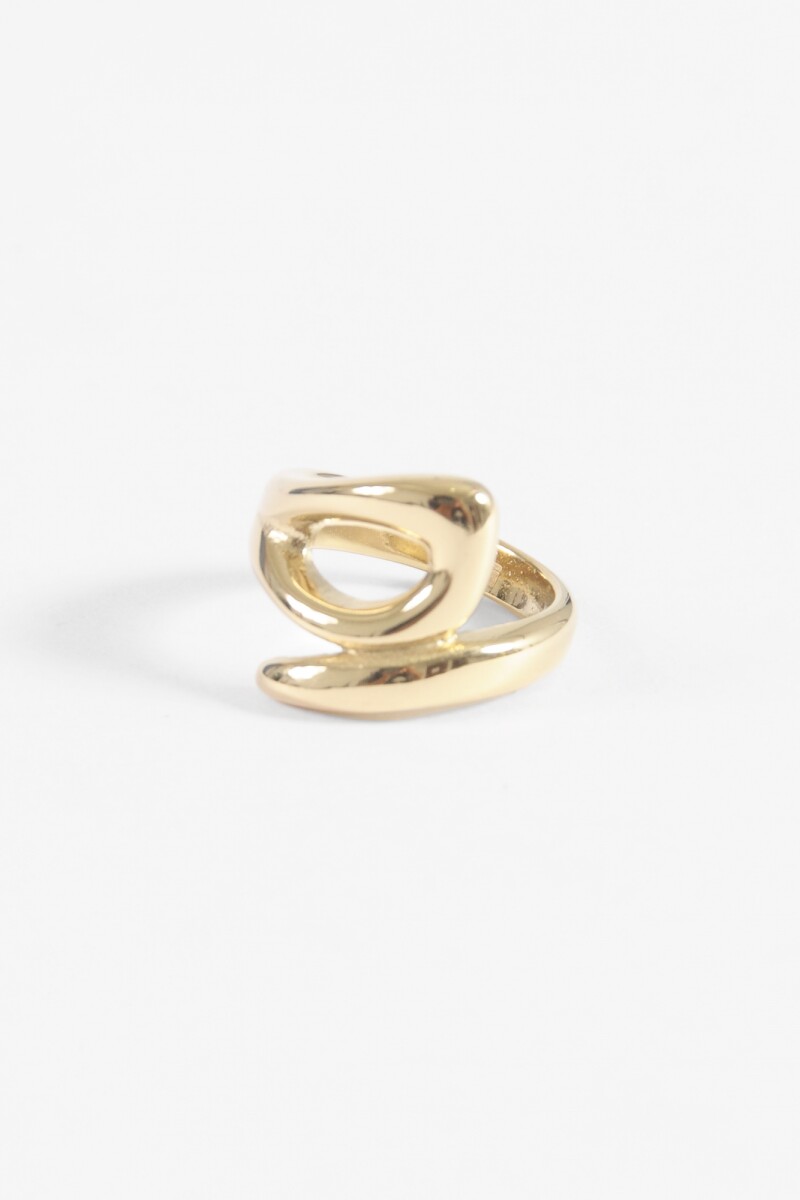 Anillo acero curvo dorado