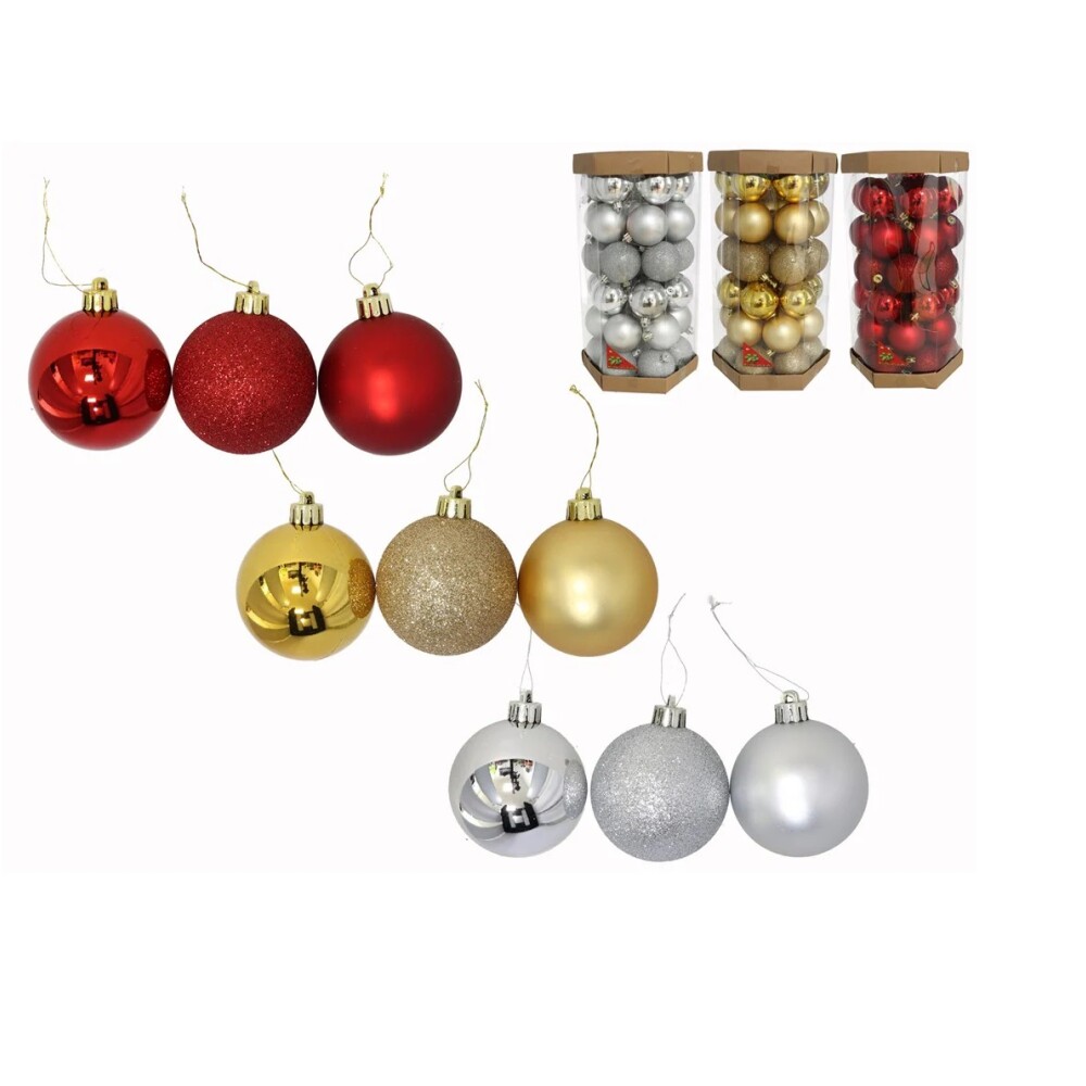 Esferas de Navidad 6 cm – Pack x42 GE BOTE HEXAGONAL 42 BOLAS SURTIDAD 6CM 3ST