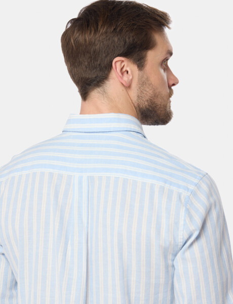 CAMISA RAYADA DE LINO Celeste