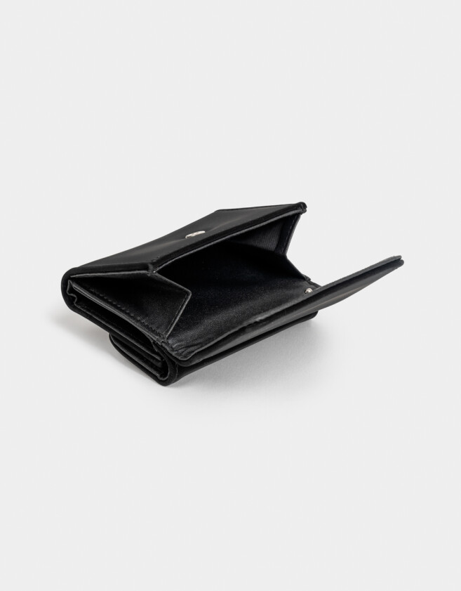 Billetera Clasico Billetera De Cuerina Con Broche - Negro