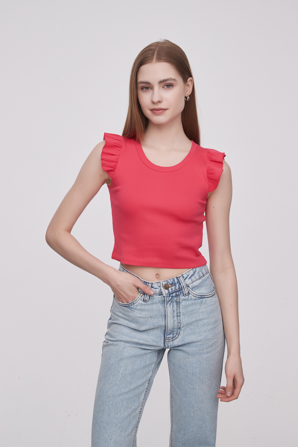 Remera Cetine Rojo Coral