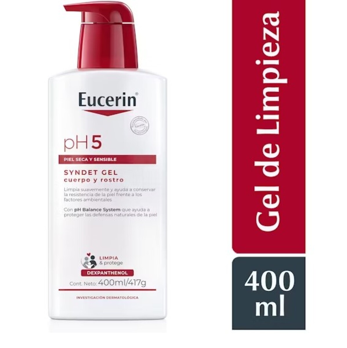 Syndet gel pH5 cuerpo y rostro Eucerin 400 ml 