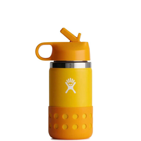 Botella Hydro Flask 12 Oz Kids Wide Mouth Straw Lid And Boot Canary Naranja