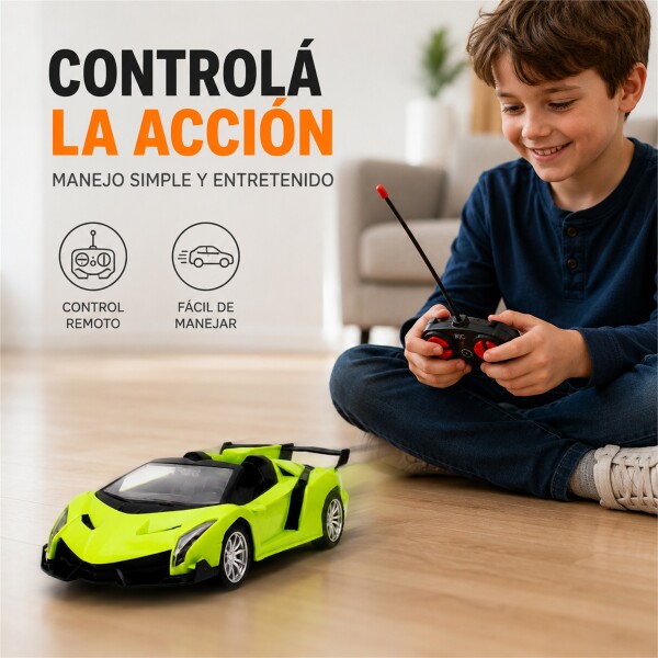 Auto Deportivo a Control Remoto Tipo Lamborghini con Luces LED VERDE