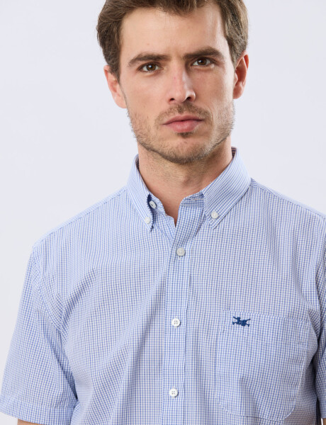 CAMISA CUADROS Celeste