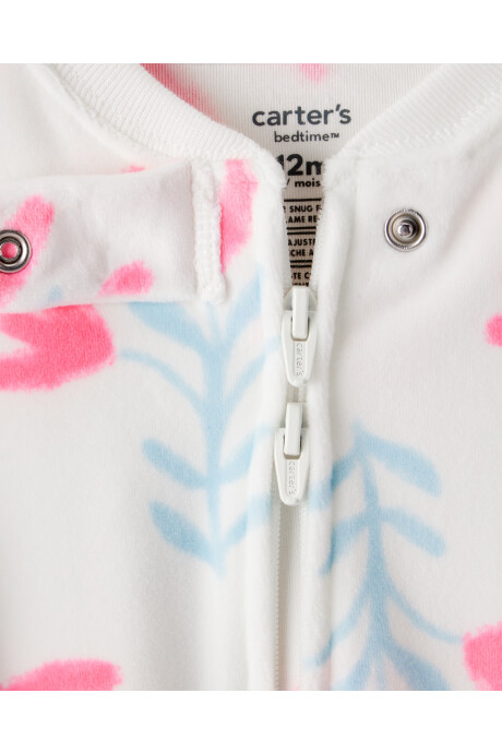 Pijama una pieza de DreamPlush, con pie, blanco, diseño floral Sin color