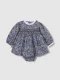 Vestido De Flores Con Smock Gris Azulado