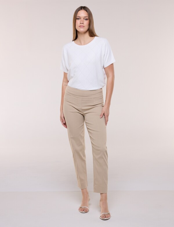 Pantalón Pretina Pespunteada BEIGE