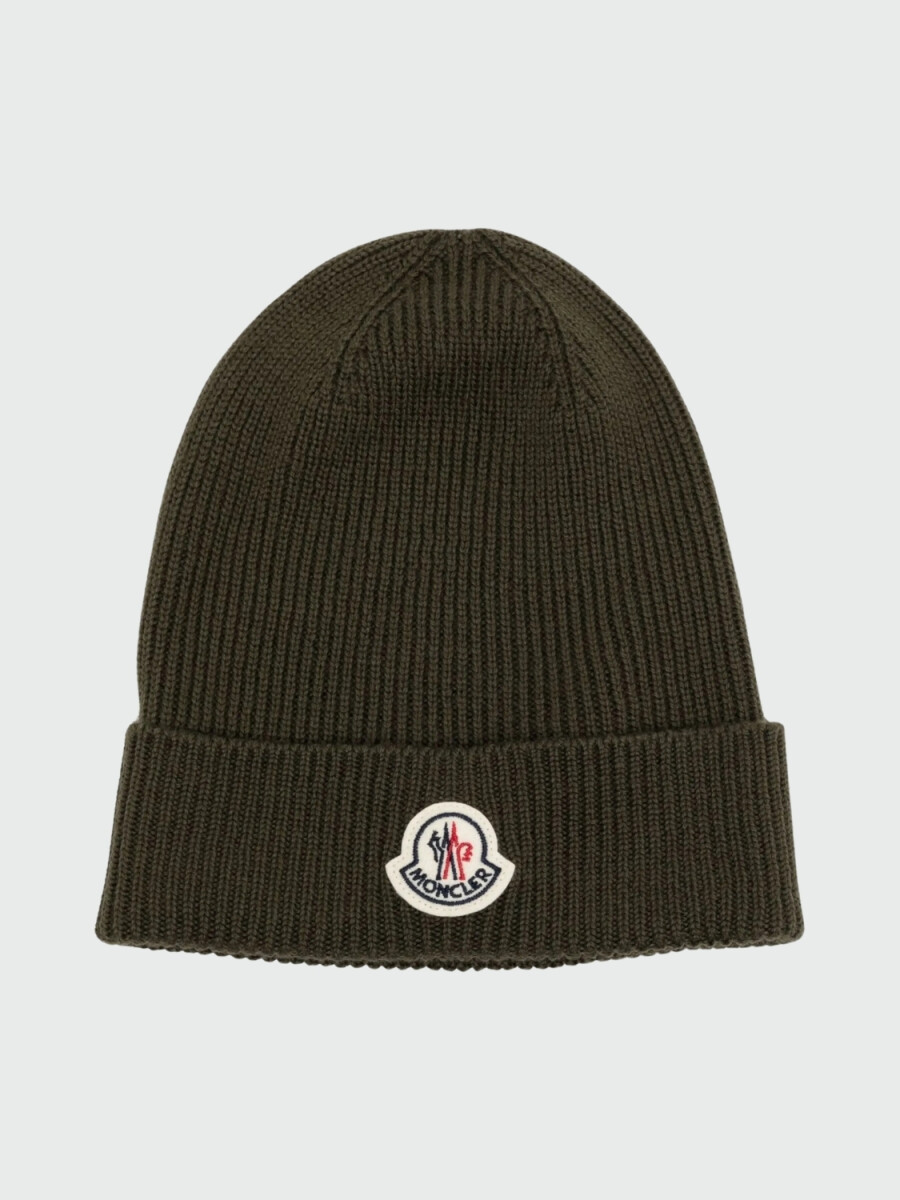 Moncler - Gorro de lana con logo - Verde 