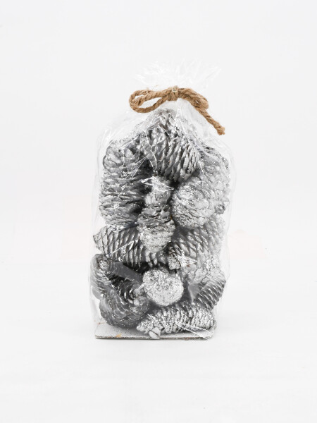 PIÑAS DECORATIVAS DORADO PLATEADO