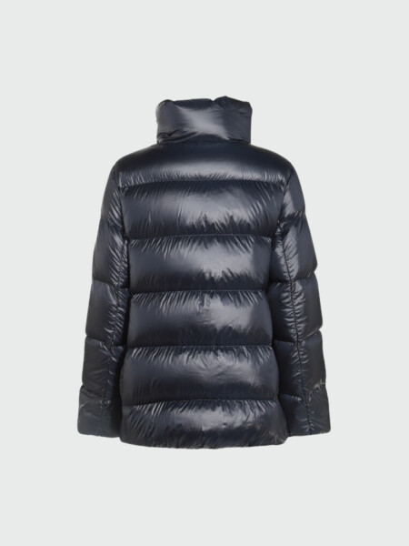 Moncler - Campera rellena de plumas con cuello alto, Cochevis Azul