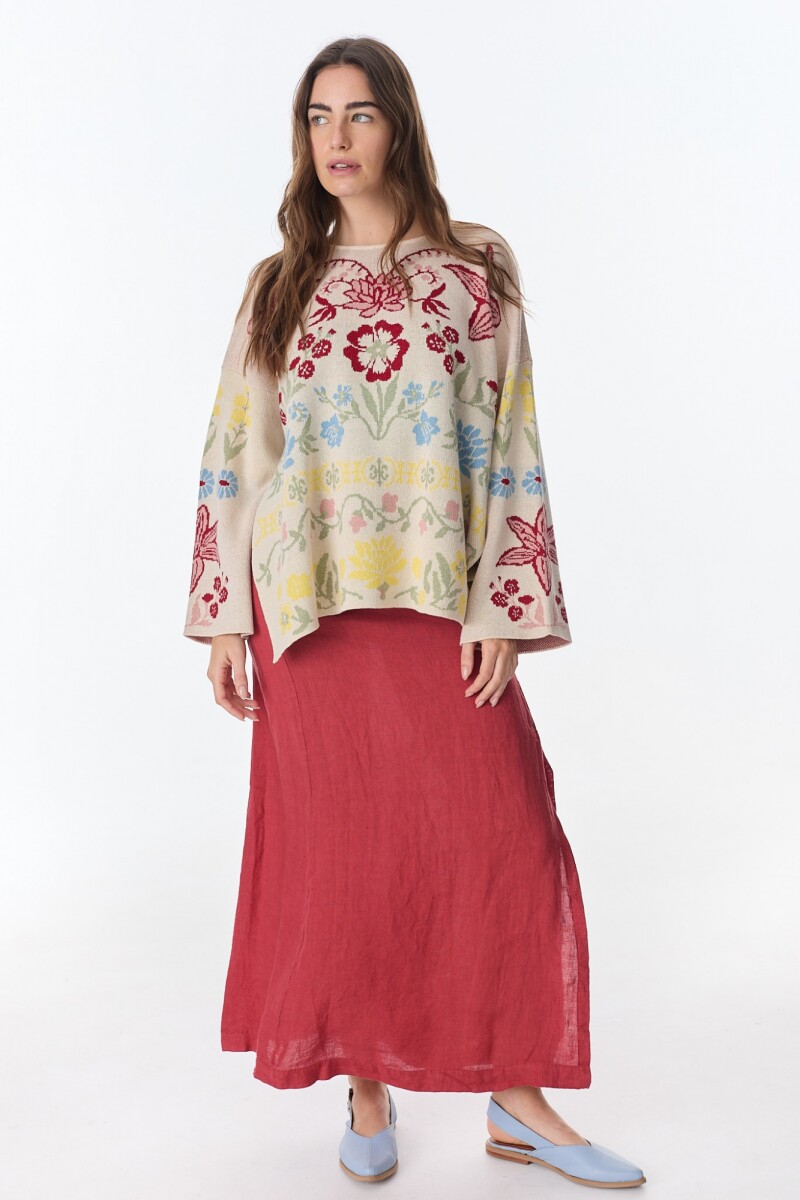 Sweater Fancy Jacquard Estampa Flores