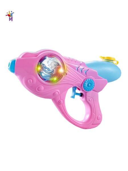 PISTOLA DE AGUA CON ROTACION CON LUZ 26CM ROSADO