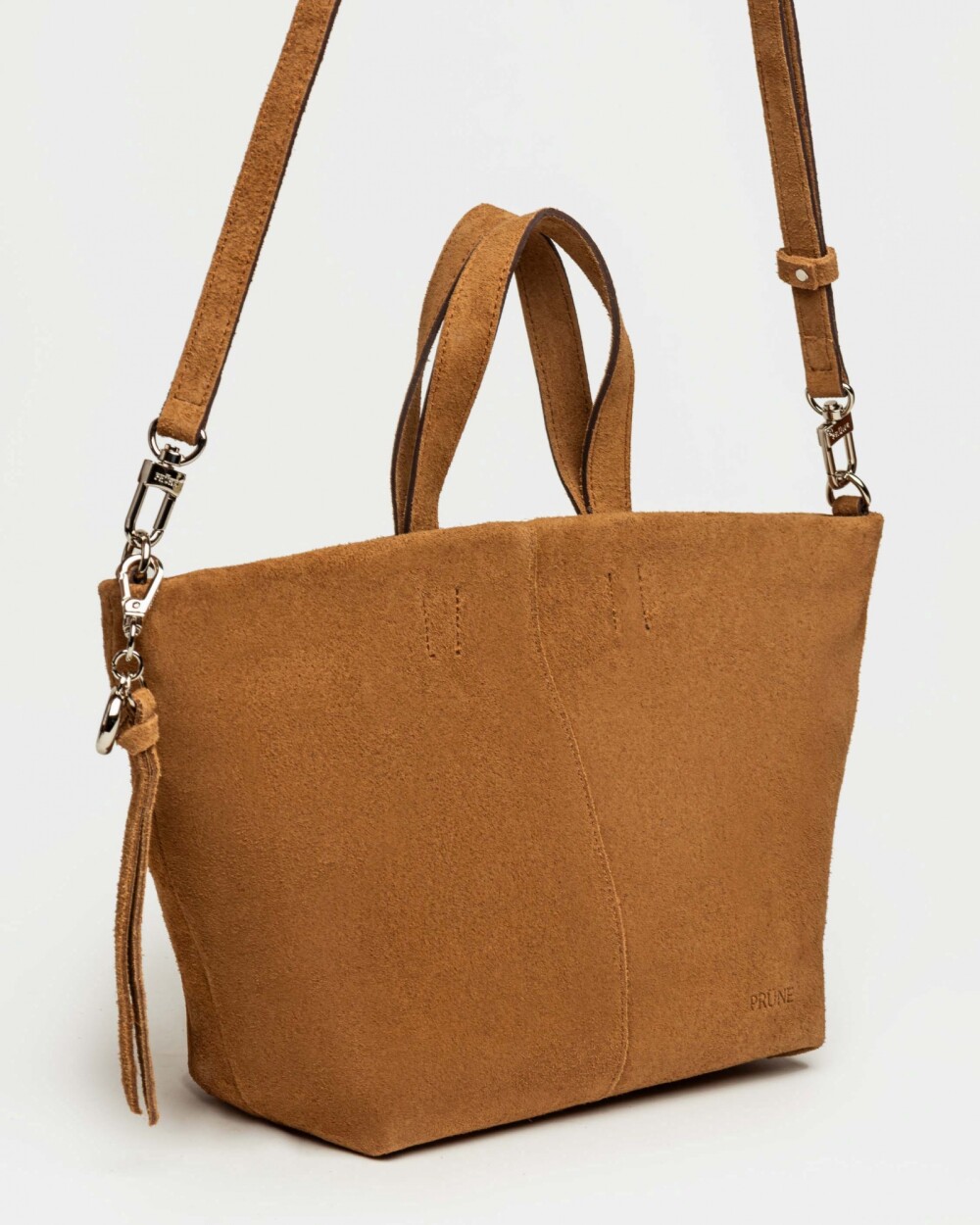 Cartera de mano The Flapper en cuero gamuza Cuoio