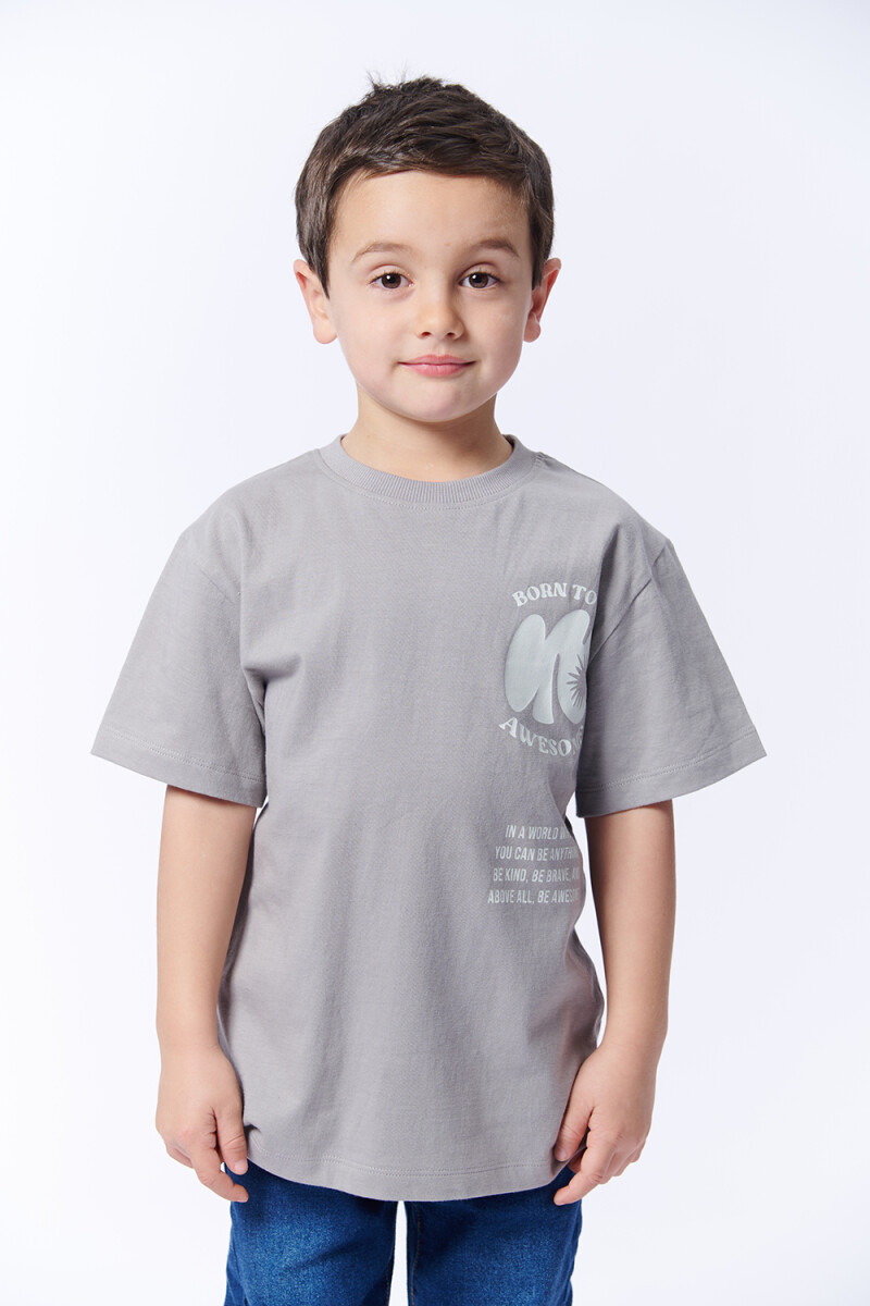 Remera Manga Corta Estampa Awesome Gris