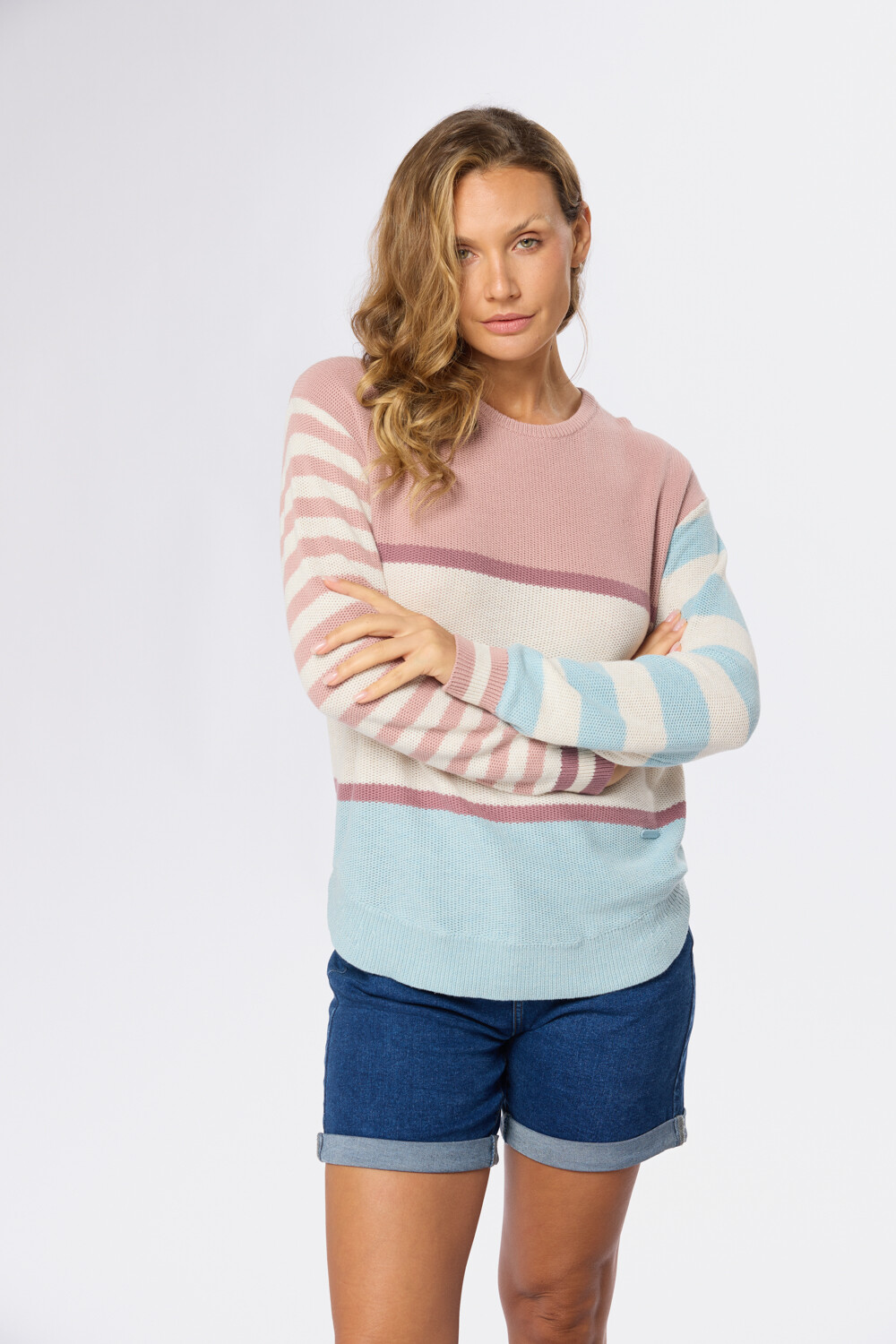 BUZO TEJIDO RAYADO Rosado