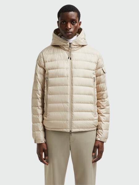 Moncler - Campera rellena de plumas con capucha, Galion Crema