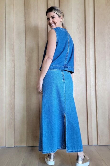 Pollera Gardenia Denim Azul