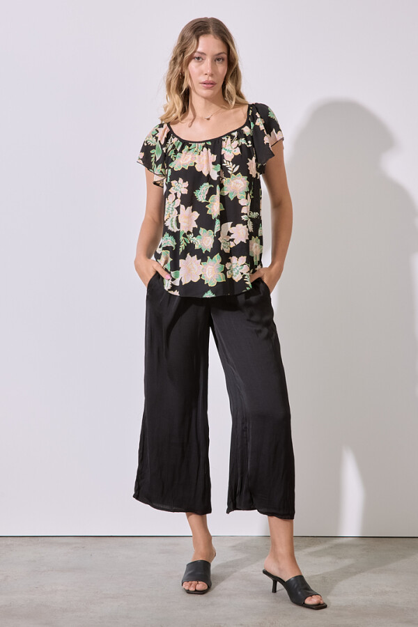 Blusa Flowers NEGRO/MULTI