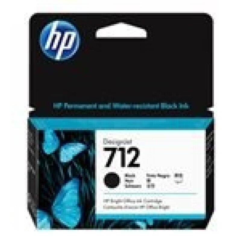 HP 712 - 38 ml - negro - original - DesignJet - cartucho de tinta - para DesignJet Studio, T210, T230, T250, T630, T650 HP 712 - 38 ml - negro - original - DesignJet - cartucho de tinta - para DesignJet Studio, T210, T230, T250, T630, T650