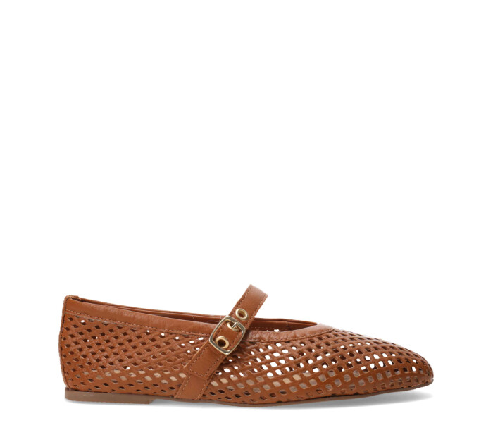 Zapato balerina calado Caramelo