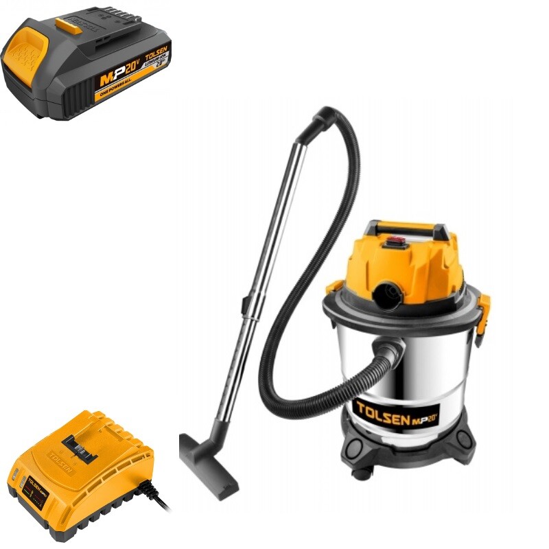 TOLSEN COMBO ASPIRADORA LI-ION 20V 20 LITROS + BATERIA 2.0 & Tolsen Aspiradora Li-ion 20v 20 Litros (*)