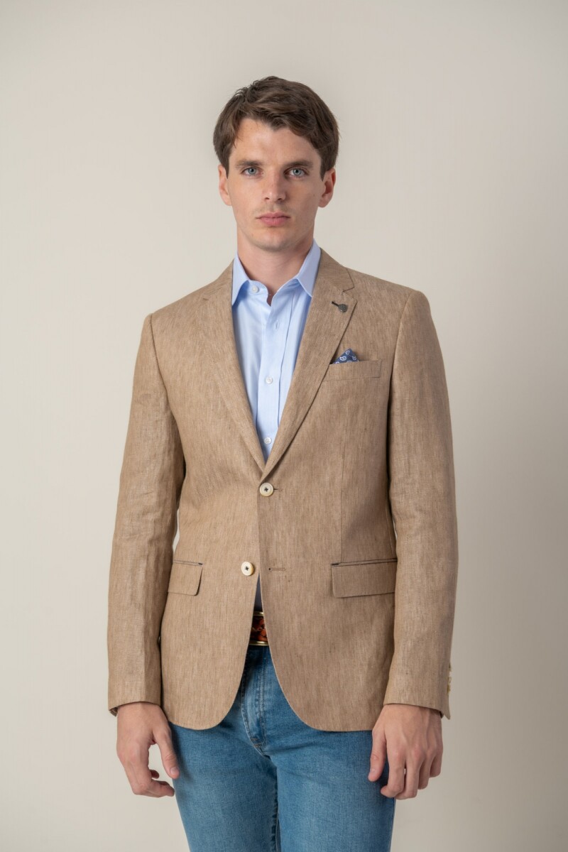 Saco de lino Slim Fit - Tostado 