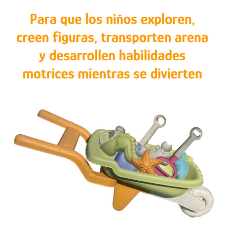 Set Juego De Playa Infantil 8 Piezas Con Carretilla y Moldes Verde