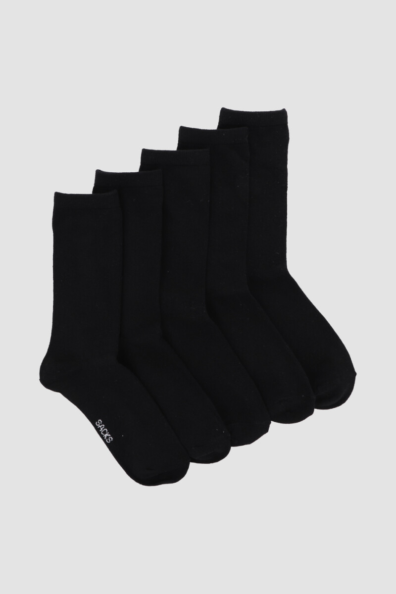 Packs de cinco medias lisas. de algodón. en varios colores s Negro