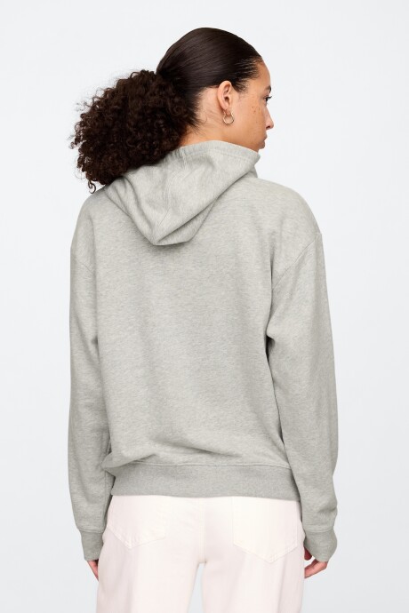 Buzo Canguro Con Cierre Logo Gap Sin Felpa Mujer Light Grey