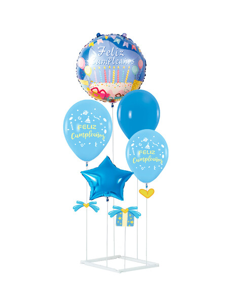GLOBOS CON ESTRUCTURA SET X 11 PCS CELESTE
