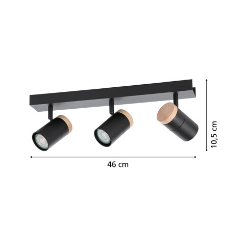 Lámpara de pared o techo 3xGU10 negro CARTAGENA EG0596