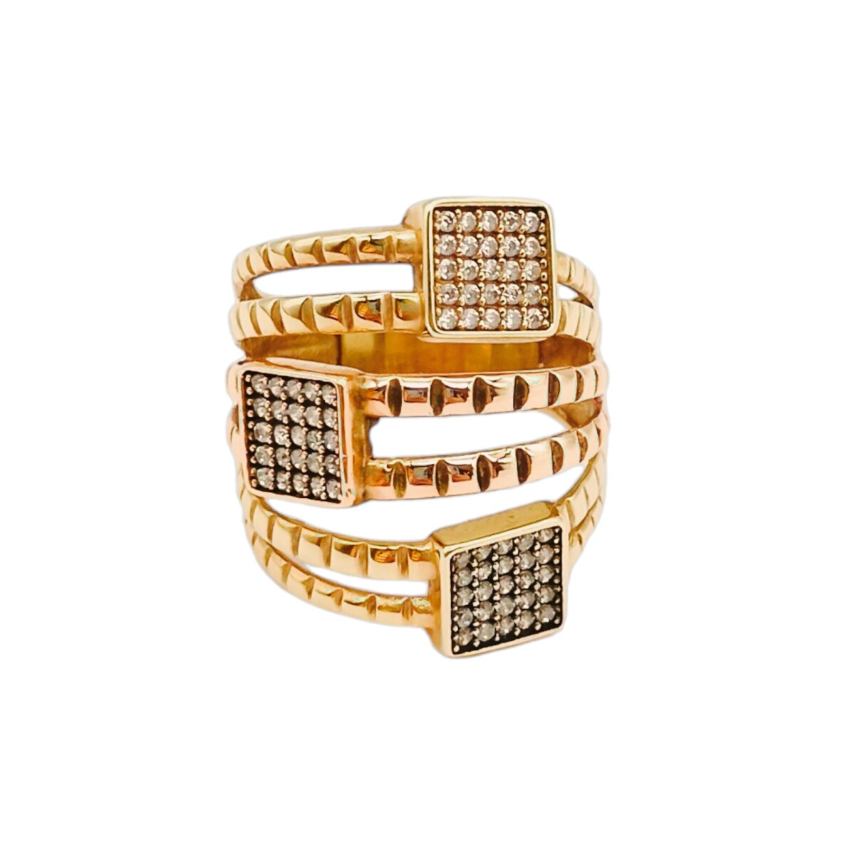 Anillo Tiras -Oro bajo-Piedra Zirconia-AN8216 - conpiedra 